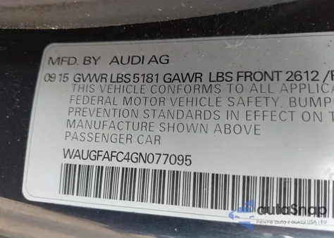 2016 Audi A6 2.0T Premium Plus from USA, damaged, VIN WAUGFAFC4GN077095